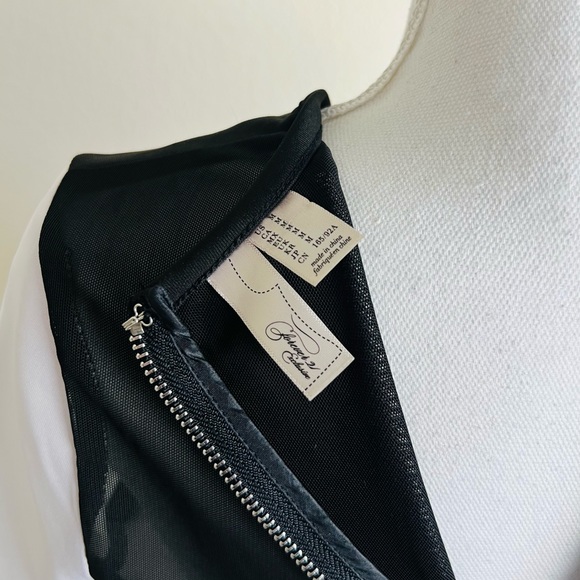 Forever 21 Black & White Striped Mesh Colorblock Bodycon Scuba Dress - Picture 6 of 7